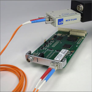 Image of Camera Link frame grabber for PMC with fiber-optic cable