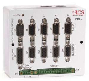 The compact PDICL TM 2 or 4 axes EtherCAT pulse/direction drive interface module delivers position verification / closed loop control of stepper and servo drive/motor combinations with pulse/direction input