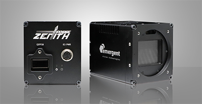 Emergent Vision Technologies的HZ-100-G 100GigE摄像机通过QSFP28接口以103 MPixel的分辨率达到24 fps。