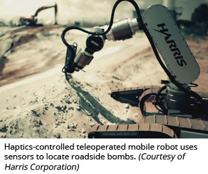 触觉控制的遥控移动机器人使用传感器定位路边炸弹(哈里斯公司提供)