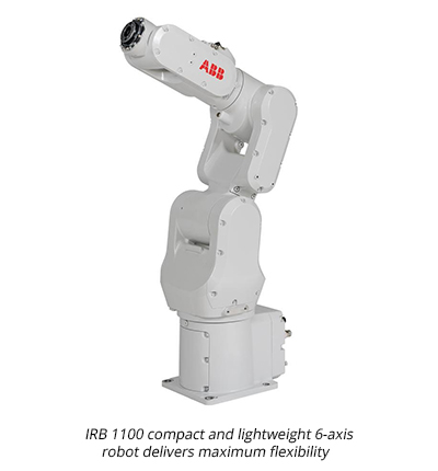 irb1100紧凑轻巧的六轴机器人提供了最大的灵活性
